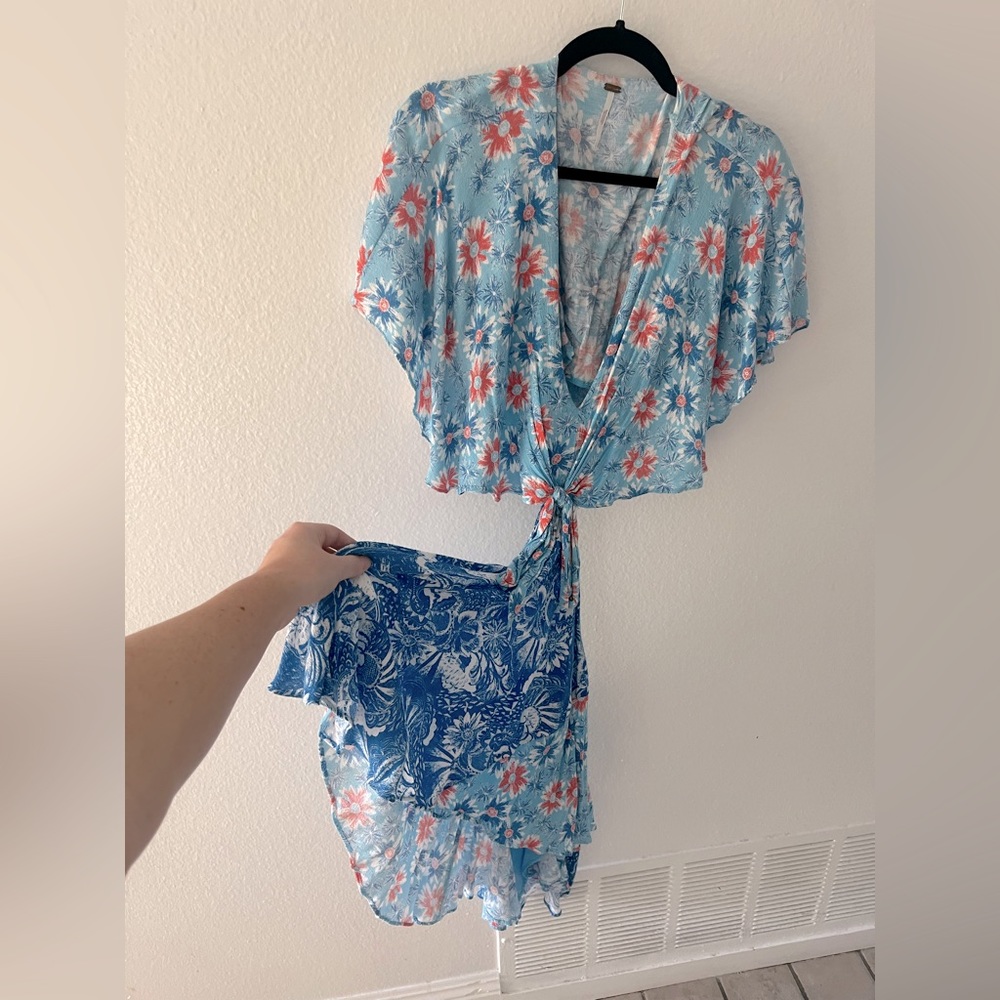 Free people flowy, cut-out floral boho dress